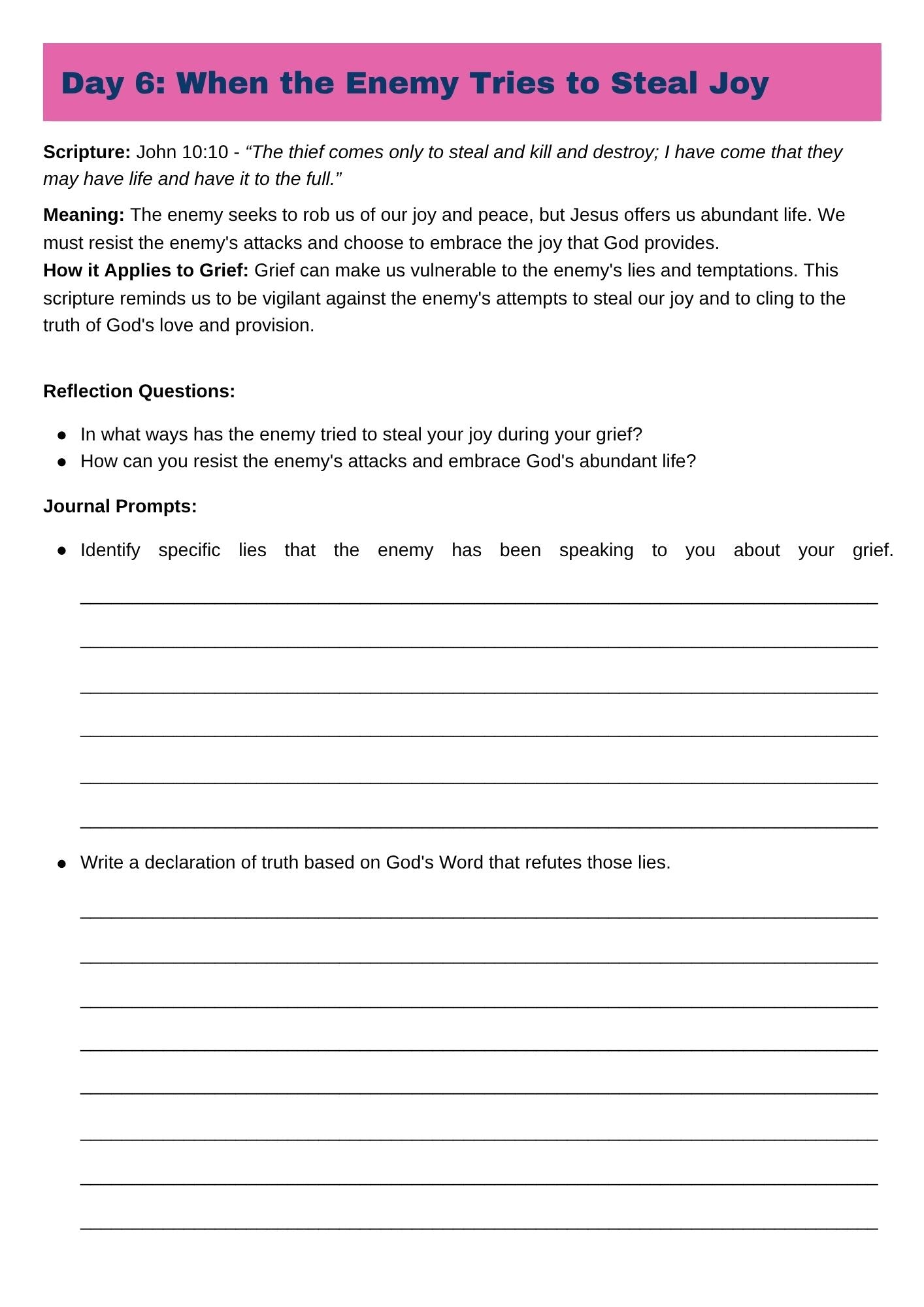 Grace In The Grief:8 Day Journal & Devotional